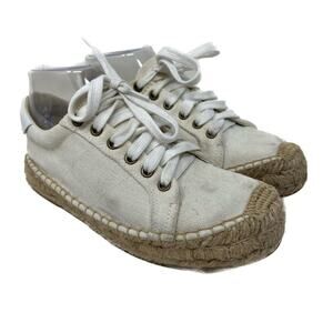 Soludos White Tan Lace Up Platform Espadrille Sneakers 6